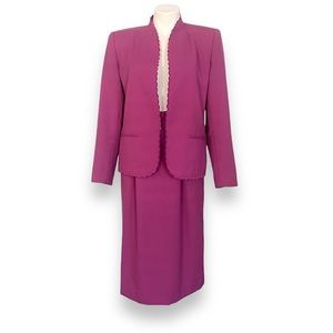 VTG Sassoon Purple Scalloped Blazer Skirt Suit